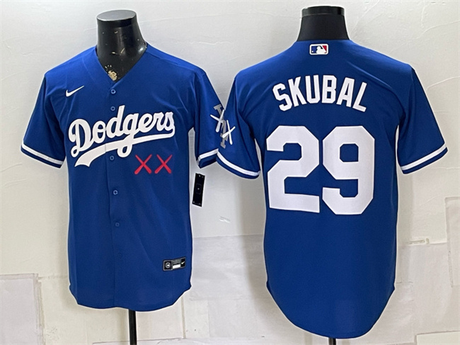 Men's Los Angeles Dodgers x KAWS #29 Tarik Skubal Royal Vapor Premier Limited Stitched Baseball Jersey